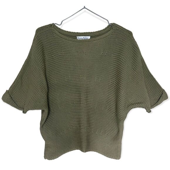 Tommy Bahama Green Bat-Wig Slouchy Knit Cropped Sweater Size Small - Picture 1 of 6